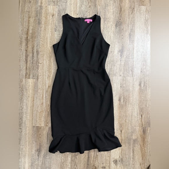 Betsey Johnson • V Neck Ruffle Hem Little Black Dress - Picture 1 of 13